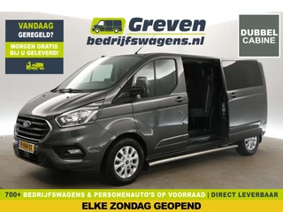 Ford Transit Custom 320 2.0 TDCI L2H1 Limited Dubbele Cabine | 5 Persoons Airco Camera 2xSchuifdeur Carplay Cruise Navi PDC 16''LMV Trekhaak