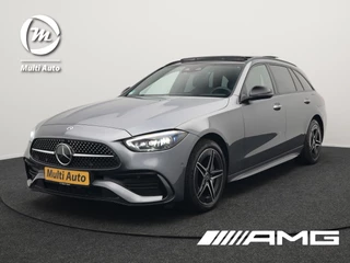 Mercedes-Benz C-Klasse Estate 300 e AMG Night Plug In Hybrid 320pk Dealer O.H. NIEUW MODEL PHEV | Panodak | Trekhaak af Fabriek | Alcantara Sportstoelen Verwarmd | Sfeerverlichting | Navigatie | Apple Carplay | Virtual | Camera | DAB |