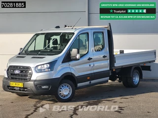 Hoofdafbeelding Ford Transit Ford Transit 170pk Automaat Dubbel Cabine 3500kg Trekhaak Open Laadbak Pritsche SYNC4 scherm CarPlay Camera Pickup Airco Trekhaak Cruise control