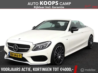 Mercedes-Benz C-klasse Cabrio AMG 43 4MATIC 367Pk Aut-9 | Zwart-leder | Stoelverw./koeling | Sportuitlaat | parelmoer wit metallic | Carbon inleg |elec. stoelen met geheugen| Burmester Audio | DEALER-STAAT