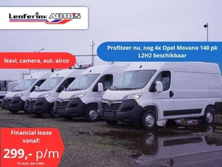 Opel Movano 2.2D 140 pk L2H2 va 299,- p/mnd Navi, Camera Apple Carplay, Cruise Control, Airco ECC, Nieuw 2023, 3-Zits