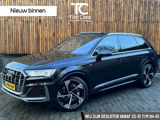 Audi Q7 55 TFSI e quattro Pro Line S | Panoramadak | Camera rondomzicht | LED verlichting | Keyless pakket | Leer/alcantara bekleding | Voorstoelen verwarmd | 22 inch SQ7 velgen | Getint glas | Dodehoekdetectie