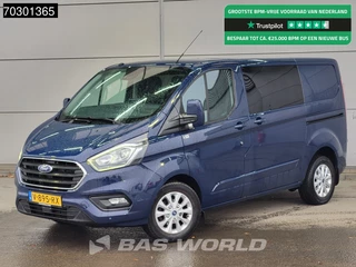 Ford Transit Custom  130PK Dubbel Cabine Automaat Limited 2x Schuifdeur L1H1 Trekhaak LED Xenon Airco Cruise Camera Parkeersensoren SYNC4 Display Euro6 DC Doka Mixto Airco Trekhaak Cruise control