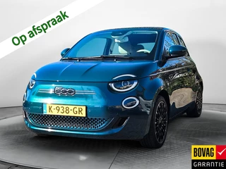 Fiat 500C La Prima 42 kWh (119 PK) 1e-Eig. & Dealer-Onderh. BOVAG-Garantie. NL-Auto. Parelmoer, Leer, Elek.-Schuifdak, Navigatie/Apple-Carplay/Android-Auto, Adaptive-Cruisecontrol, Keyless-Entry/Start, Parkeersensoren-V+A,  DAB, Lm-Velgen-17Inch, Privacy-Glas