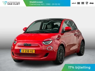 Fiat 500e 3+1 La Prima 42 kWh | SOH 97,2% | 17% Bijtelling | Clima | Cruise | Leder | 17" | Priv Glass | Winter Pack | JBL Sound | BSM | Apple Carplay