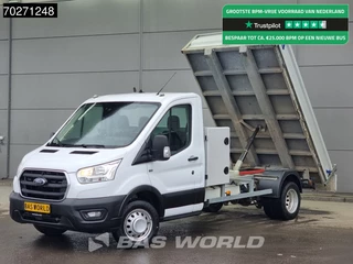 Ford Transit 170pk Dubbellucht Kipper met Kist 3.5t trekhaak Airco Cruise Camera Tipper Benne Kieper Airco Trekhaak Cruise control