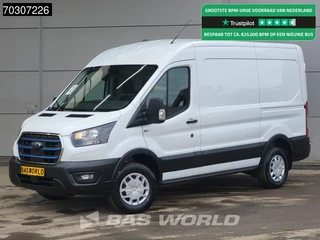 Ford e-Transit Elektrisch 68kWh 317km WLTP L2H2 Navi Airco Cruise Parkeersensoren v+a SYNC4-Display CarPlay Airco Cruise control