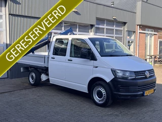 Volkswagen Transporter 2.0 TDI L2H1 DC Laadkraan Airco Trekhaak 2200kg 6 persoons Euro 6 Open laadbak Pick up p-up Bakwagen 1e eigenaar Kraan Laadkraan Dubbele cabine