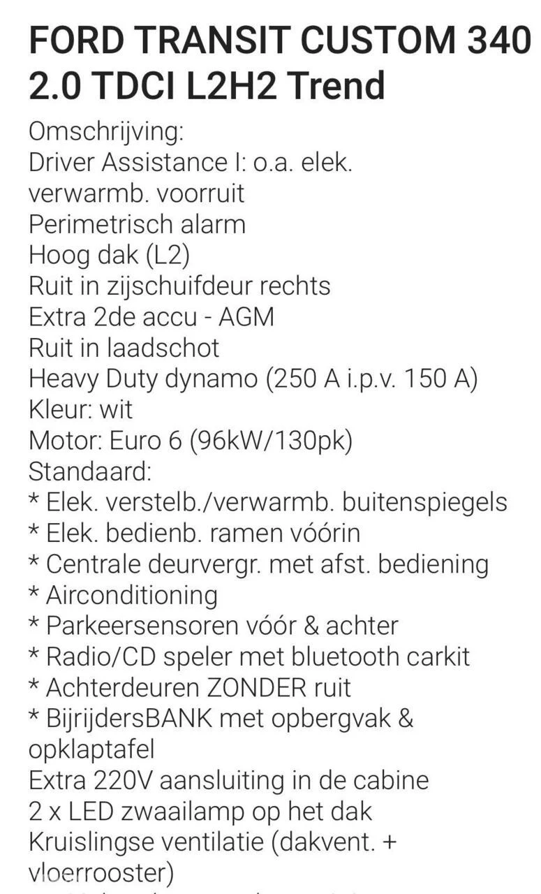 Hoofdafbeelding Ford Transit Custom