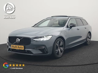 Volvo V90 T6 AWD R-Design Plug In Hybrid 340pk Dealer O.H PHEV | Trekhaak Af Fabriek | Panodak | Adaptive Cruise | Head Up | Harman & Kardon | 360 Camera | Lederen Sporstoelen Memory & Verwarmd | Pilot Assist | Apple Carplay | Navigatie | DAB |