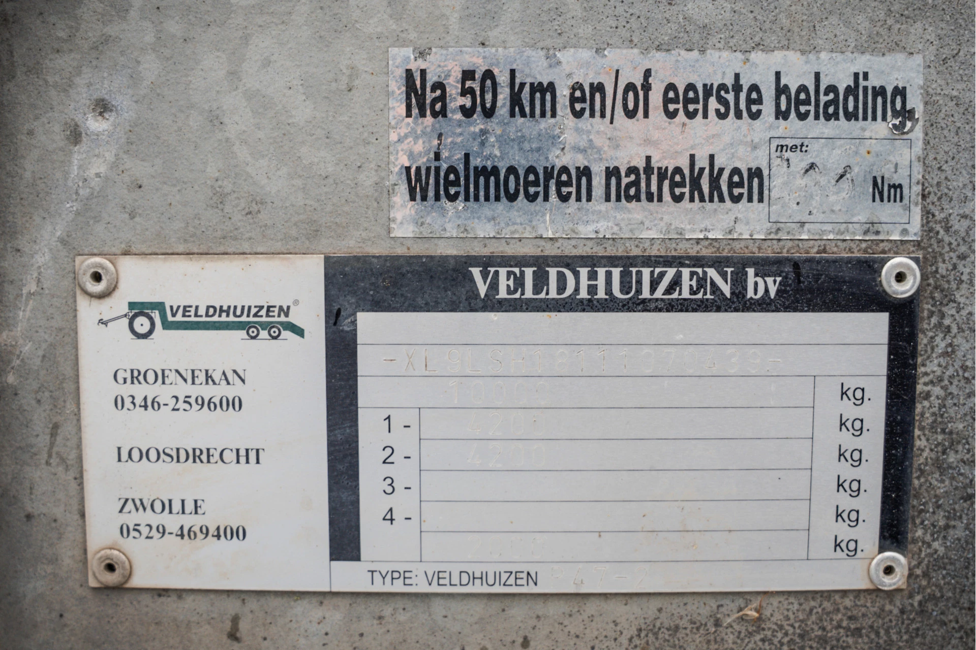 Hoofdafbeelding veldhuizen P47-2 | Oplegger | Kuip | Dieplader | Max Mas. 10T | Elektrische lier | Oprijplaten