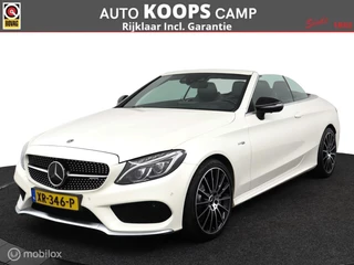Mercedes-Benz C-klasse Cabrio AMG 43 4MATIC 367Pk Aut-9 | Zwart-leder | Stoelverw./koeling | Sportuitlaat | parelmoer wit metallic | Carbon inleg |elec. stoelen met geheugen| Burmester Audio | DEALER-STAAT