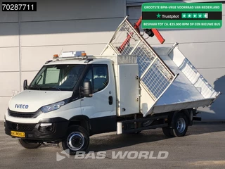 Iveco Daily 70C18 3.0L Driezijdige Kipper 500KG Kraan Kraanwagen Open Laadbak 3,5t Trekhaak Airco Cruise Euro6 Kraan Crane Kranwagen Kipper Dreiseitenkipper Tipper Benne 2m3 Airco Trekhaak Cruise control