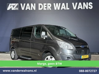 Ford Tourneo Custom 2.0 TDCI **MARGE, Geen btw, Geen bpm** 131pk Automaat L2H1 Personenbus Euro6 Airco | 2x zijdeur | 8-Zits | Navigatie Cruisecontrol, Trekhaak, Parkeersensoren, LM velgen, Verwarmde voorruit, Achterklep