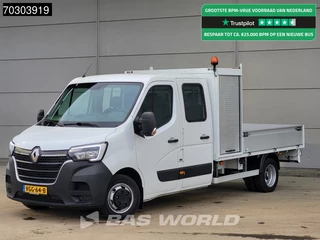 Renault Master 145PK Open Laadbak Dubbel Cabine 3,5t Trekhaak Dubbellucht LED Airco Cruise Standkachel APK 07-2026 Euro6 Pritsche Pickup Open Box Airco Trekhaak Cruise control