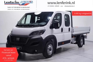 Fiat Ducato 2.2 Mjet 140 pk Dubbel Cabine va 419,- p/m 7-Zits Pick Up/Open Laadbak LxBxH 330x202x40 cm, Airco, Nieuw