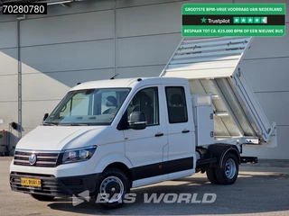 Hoofdafbeelding Volkswagen Crafter Volkswagen Crafter 177pk Open Laadbak Dubbel Cabine met Kist Dubbellucht 3,5t Trekhaak Navi Airco Cruise Pritsche Pickup Open Box Airco Dubbel cabine Trekhaak Cruise control