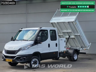 Iveco Daily 35C16 3.0L Kipper met Kist Dubbel Cabine Dubbellucht 3,5t Trekhaak Navi Airco Cruise Camera Euro6 Kieper Tipper Benne 2m3 Airco Trekhaak Cruise control