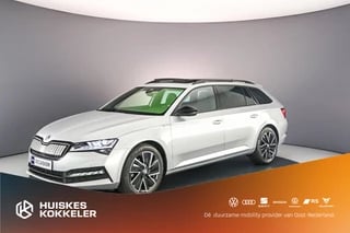 Škoda Superb Combi Sportline Business 1.4 TSI PHEV 218pk DSG Automaat Panoramadak, Trekhaak, 360 camera, Adaptive cruise control, Verwarmde voorruit, Elektrische achterklep, Achteruitrijcamera, Navigatie, Stoelverwarming, LED matrix koplampen