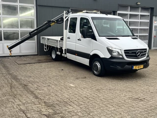 Mercedes-Benz Sprinter 513 CDI 130pk DC Laadkraan Hiab 017T Airco Trekhaak 2000kg Open laadbak Euro 6 Pick-up 1e eigenaar Dubbele cabine Bakwagen Autolaadkraan Kraan Pick-up Autolaadkraan Kraan P-up Bakwagen
