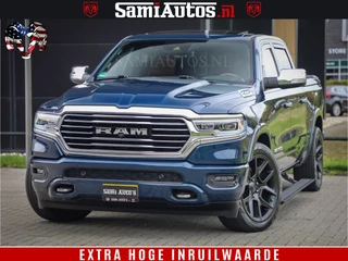 Dodge Ram 1500 LongHorn Edition | Hemi 5.7 V8 | HUD | Luchtvering | Bom Vol | PanoramaDak | Patriot Blue | Comfortabele Dubbele Cabine met Royale 5 Zitplaatsen | DC | Crew Cab | 4x4 | Eerste Eigenaar | 57860 Km Dealer Onderhouden |