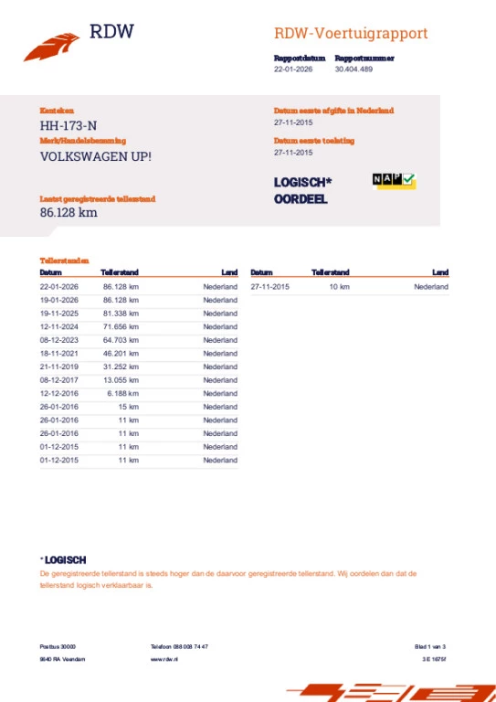 Hoofdafbeelding Volkswagen up!