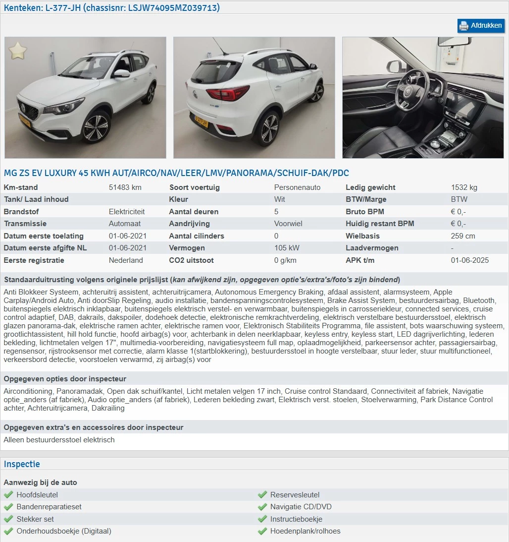Hoofdafbeelding MG ZS EV