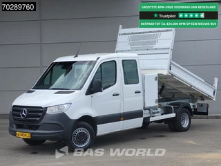 Mercedes Sprinter 514 CDI Open Laadbak met Kist Dubbel Cabine Dubbellucht 3,5t Trekhaak Airco Cruise MBUX CarPlay Euro6 Pritsche Pickup Open Box 2m3 Airco Trekhaak Cruise control