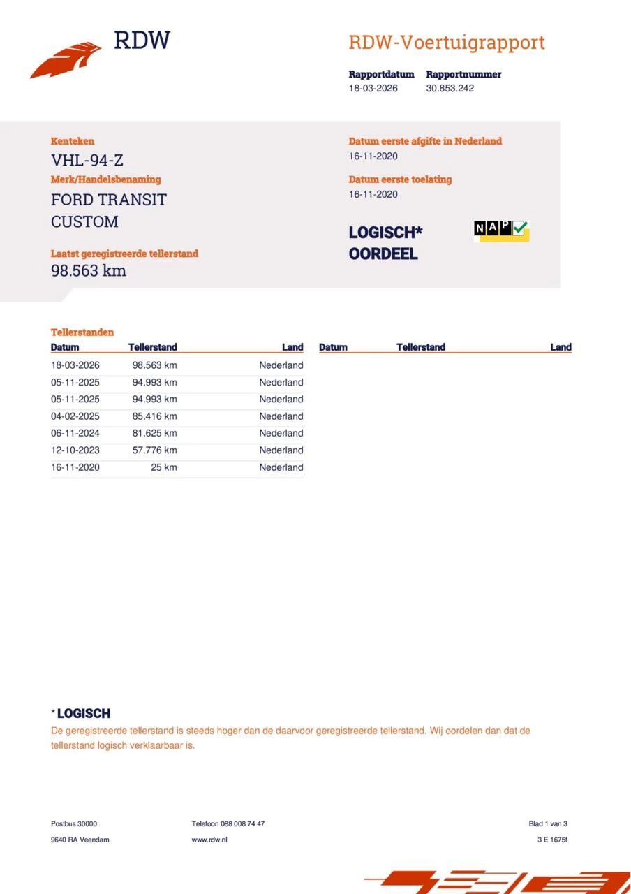 Hoofdafbeelding Ford Transit Custom