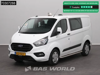 Ford Transit Custom Hybride 1.0 PHEV Dubbel Cabine Automaat Emissievrij Benzine L1H1 Navi LED Xenon Airco Cruise Camera Parkeersensoren SYNC4 Display DC Doka Mixto Airco Cruise control