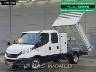 Iveco Daily 35C14 Open Laadbak met Kist Dubbel Cabine Dubbellucht 3,5t Trekhaak Airco Cruise Euro6 Pritsche Pickup Open Box 2m3 Airco Trekhaak Cruise control