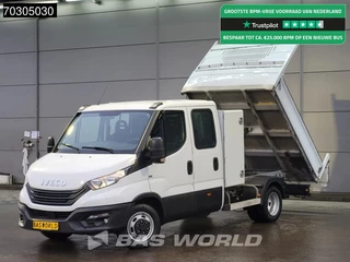 Iveco Daily 35C14 Dubbel Cabine Kipper met Kist Dubbellucht 3,5t Trekgewicht Airco Cruise Euro6 Tipper Benne Kieper Airco Trekhaak Cruise control