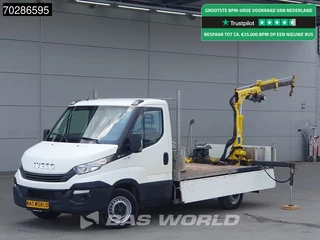 Iveco Daily 35S14 Open Laadbak Kraanwagen Hyva HA15 Euro6 3,5t Trekhaak Crane Kranwagen Pritsche Pickup Open Box Trekhaak