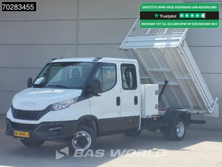 Iveco Daily 35C16 3.0L Kipper met Kist Dubbel Cabine Dubbellucht 3,5t Trekhaak Navi Airco Cruise Camera Euro6 Tipper Benne Kieper 2m3 Airco Trekhaak Cruise control