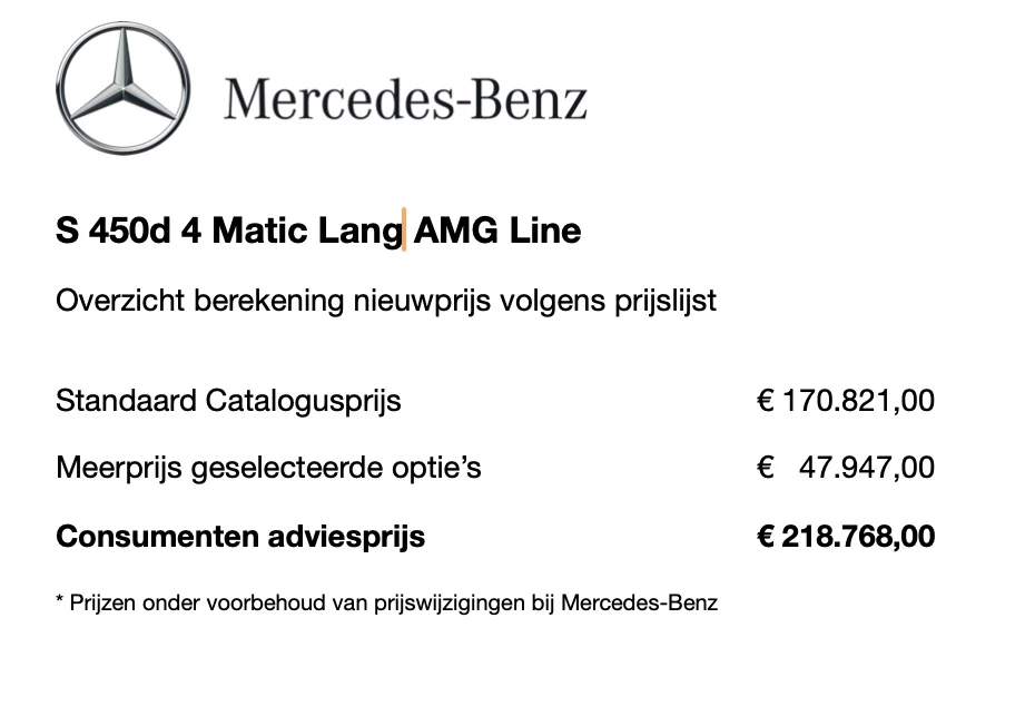 Hoofdafbeelding Mercedes-Benz S-Klasse