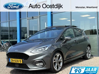Ford Fiesta 1.0 EcoBoost ST-Line 100PK Winterpack Panodak Cruise Navi Climate Carplay Full-LED Parkeersensoren Achter Privacy Glass 18'' Inch Velgen *Sportief*