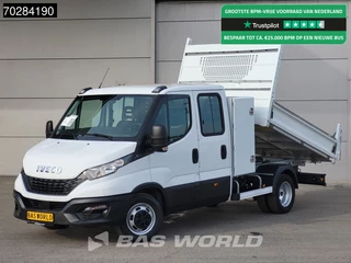 Iveco Daily 35C14 Kipper met Kist Dubbel Cabine Dubbellucht 3,5t Trekhaak Airco Cruise Euro6 Kieper Tipper Benne 2m3 Airco Trekhaak Cruise control