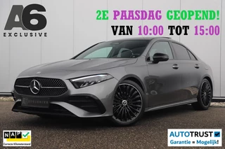 Mercedes-Benz A-klasse 180 AMG Line Night Pakket Automaat Panoramadak 19 inch Keyless Sfeerverlichting Burmester Carplay Navigatie Camera Half Leder Stoelverwarming NAP! Dealer onderhouden!