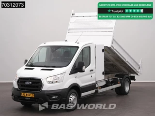 Ford Transit 170pk Kipper met Kist Dubbellucht 3,5t Trekhaak Airco Cruise Euro6 Tipper Benne Kieper Airco Trekhaak Cruise control