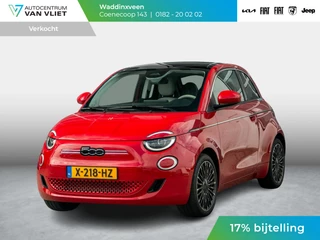 Fiat 500e 3+1 La Prima 42 kWh | SOH 97,2% | 17% Bijtelling | Clima | Cruise | Leder | 17" | Priv Glass | Winter Pack | JBL Sound | BSM | Apple Carplay