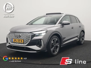 Audi Q4 e-tron 50 quattro S-Line 77 kWh 299pk Dealer O.H. INCL BTW | Panodak | Lederen Sportstoelen Verwarmd | 20"L.M  | Navigatie | Cruise Control | Virtual | DAB | Taifungrau Metallic |