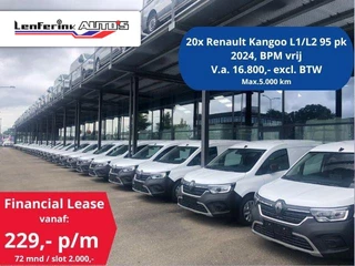 Renault Kangoo 1.5 Blue dCi 95 pk L1 20x Voorraad, v.a. 16.800,- ex BTW, Airco, Apple Carplay, Camera, Cruise Control, PDC achter, 2-Zits