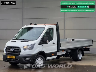 Ford Transit 165pk Open Laadbak 3,5t Trekhaak Dubbellucht Airco Cruise Camera Parkeersensoren Euro6 Pritsche Pickup Airco Trekhaak Cruise control