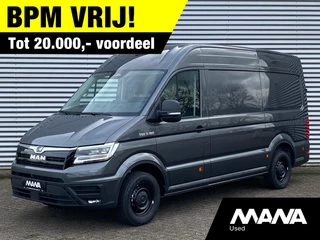 Hoofdafbeelding MAN TGE MAN TGE 35 2.0 3.180 180PK Automaat L3H3 Navi Sensoren Climatronic LED ACC Leder/Verwarmde-Stuur/Massagestoel CarPlay Trekhaak Camera BlindSpot