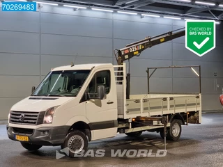 Volkswagen Crafter 160pk Euro6 Open Laadbak met Kraan Hiab 025T Kraanwagen Airco Cruise Kran Pritsche Pickup m3 Airco Trekhaak Cruise control