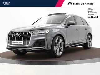 Audi Q7 55 TFSIe 381PK S-Tronic Quattro S Line | Panoramadak | Trekhaak | Camera | Head-up Display | Led koplamp + Laserlight | Achterbank verwarmd | 22'' Velgen |