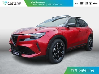 Alfa Romeo Junior Elettrica Speciale 54 kWh | 17% Bijtelling | Schuif/Kanteldak | Pack Techno | Brera Red | Dak Zwart