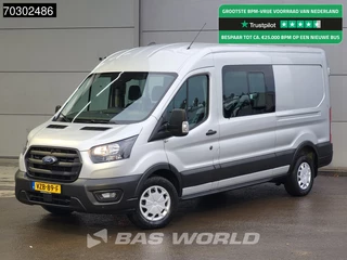 Ford Transit 130pk Dubbel Cabine Automaat L3H2 Trekhaak Navi Airco Cruise Camera Parkeersensoren v+a SYNC4 Display APK 07-2027 Euro6 L3 DC Doka Mixto Airco Trekhaak Cruise control