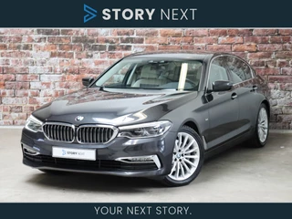 Hoofdafbeelding BMW 5 Serie BMW 5 Serie Sedan 530i High Executive Luxury Line Automaat / Navigatie Professional / Trekhaak / Ambiance Verlichting / Comfortstoelen / 19 Inch / Stoelverwarming / Hifi / Apple CarPlay / Zonneschermen Achter / Adaptieve LED Koplampen / Parkeersensoren voor+achter / Multifunctioneel Instrumentenpaneel