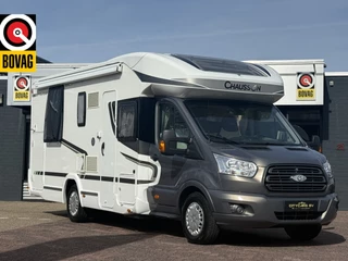 Ford Transit Chausson Flash 718 EB queensbed+hefbed fietsenrek zonnepaneel elktr schotel tv hordeur remis plisse